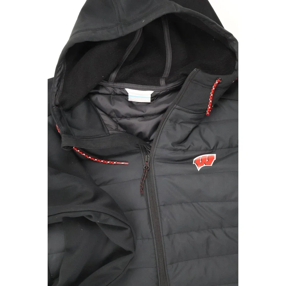 Columbia CLG Out-Shield Hybrid Hoodie Wisconsin Badgers Black M NEW MSRP 120